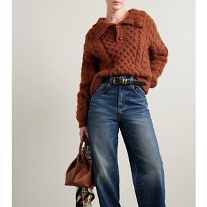 Doen Nuage Cable Sweater Handknit Cinnamon S NWOT Alpaca